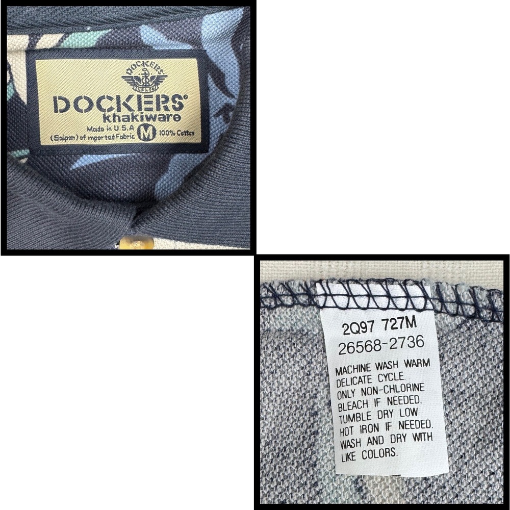 NWT Dockers Khakiware Polo Shirt Men Floral Tropical Medium USA Made‎ 90s Y2K - Picture 5 of 9